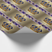 青エレガント王室のプリンスベイビーシャワーギフトラップ ラッピングペーパー (角)