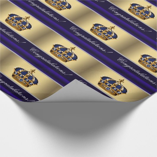 青エレガント王室のプリンスベイビーシャワーギフトラップ ラッピングペーパー (角)