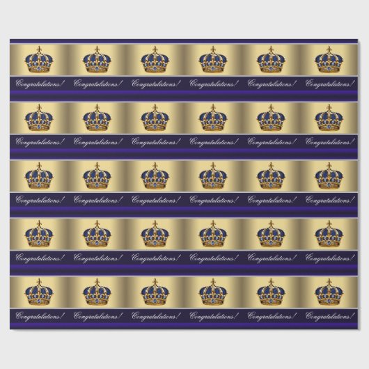 青エレガント王室のプリンスベイビーシャワーギフトラップ ラッピングペーパー (フラット)