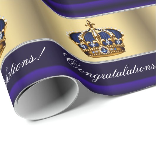 青エレガント王室のプリンスベイビーシャワーギフトラップ ラッピングペーパー (ロールコーナー)