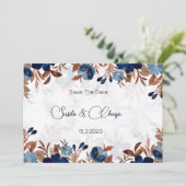 青エレガント王室のモダン保存日 招待状 (スタンド正面)