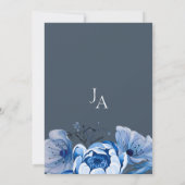 青エレガント王室の光フローラバラ結婚ズ 招待状 (裏面)