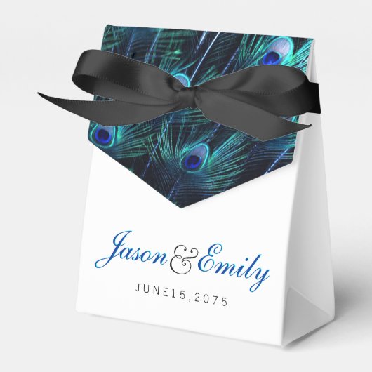 青エレガント王室の孔雀結婚の フェイバーボックス (正面サイド)