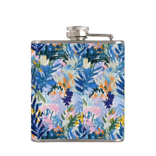 青エレガント王室の抽象芸術モノグラムの フラスク (裏面)