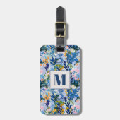 青エレガント王室の抽象芸術モノグラムの ラゲッジタグ (正面縦)