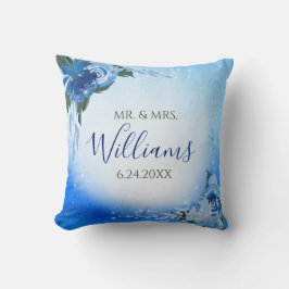 青エレガント王室の水色フローラ緑 クッション