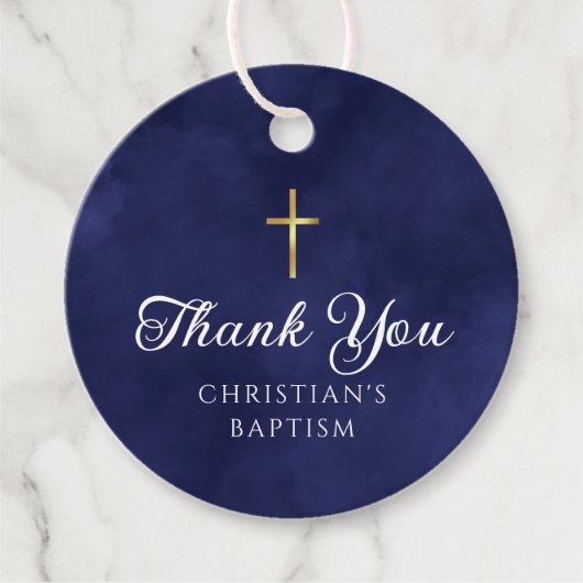 青エレガント王室の洗礼少年ありがとう フェイバータグ (正面)