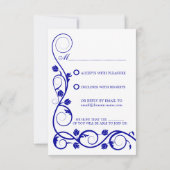 青エレガント王室の渦巻き 出欠カード (裏面)