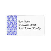 青エレガント王室の白レースダマスク模様 ラベル (正面)