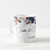 青エレガント王室の素朴モダン保存日。 コーヒーマグカップ (正面左)