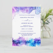 青エレガント王室の紫結婚 招待状 (スタンド正面)