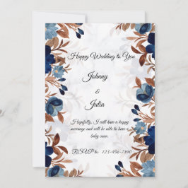 青エレガント王室の結婚式招待状 招待状