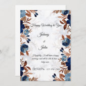 青エレガント王室の結婚式招待状 招待状 (正面/裏面)