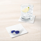 青エレガント王室の色・銀色 スクエアペーパーコースター (インサイチュ)