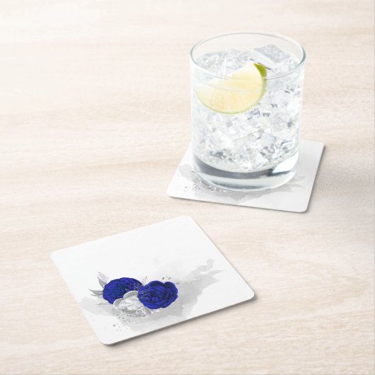 青エレガント王室の色・銀色 スクエアペーパーコースター (インサイチュ)