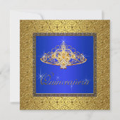 青エレガント王室の金ゴールドキンセアニェラ 招待状 (正面)