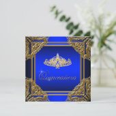 青エレガント王室の金ゴールドキンセアニェラ 招待状 (スタンド正面)