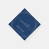 青エレガント王室の金ゴールド卒業パーティ名 スタンダードカクテルナプキン (角)