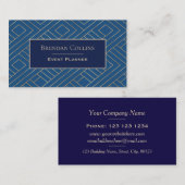 青エレガント王室の金ゴールド抽象芸術幾何学模様 名刺 (正面/裏面)