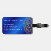 青エレガント王室の金ゴールド曼荼羅モノグラムの ラゲッジタグ (裏面横)