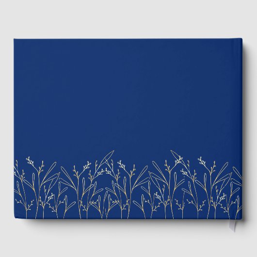 青エレガント王室の金ゴールド概要フローラキンセアニェラ ゲストブック (裏面)