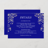 青エレガント王室の金ゴールド結婚詳細 エンクロージャーカード (正面/裏面)