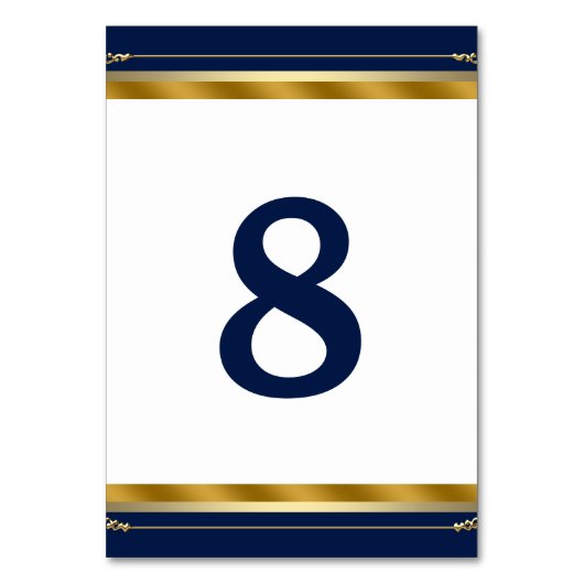青エレガント王室の金ゴールド結婚 テーブルナンバー (正面)
