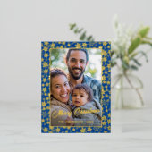 青エレガント王室の金ゴールド雪カスタム片 箔シーズンポストカード (立ち正面)