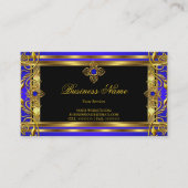 青エレガント王室の金ゴールド 名刺 (正面)