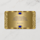 青エレガント王室の金ゴールド 名刺 (裏面)