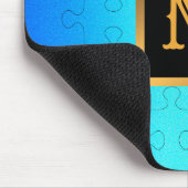 青エレガント王室の金モノグラムの属 マウスパッド (コーナー)