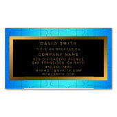 青エレガント王室の金属 マグネット名刺 (正面)