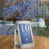 青エレガント王室の銀のテーブル番号 招待状