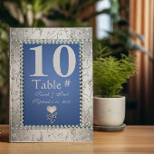 青エレガント王室の銀のテーブル番号 招待状