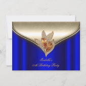 青エレガント王室の青銅茶色金ゴールドパーティー 招待状 (正面)