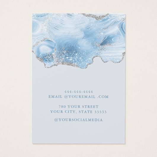 青エレガント瑪瑙の大理石のイヤリング表示カード (裏面)