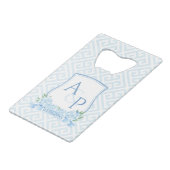 青エレガント白あじさい結婚の冠 クレジットカード栓抜き (正面アングル)