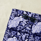 青エレガント白うさぎバントバードフローラデルフト ビーチタオル (インサイチュ)