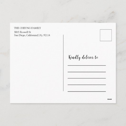 青エレガント白の中国のうさぎ年2023 シーズンポストカード (裏面)