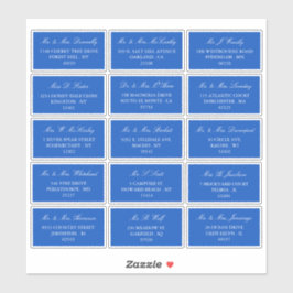 青エレガント白の個結婚別アドレス シール