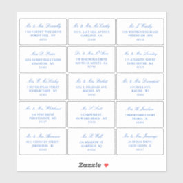 青エレガント白の個結婚別アドレス シール