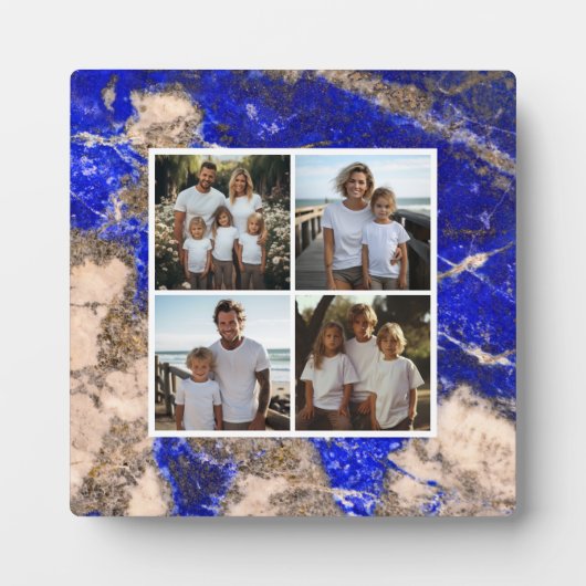 青エレガント白の大理石の花崗岩ファミリー写真 フォトプラーク (正面)