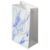 青エレガント白の大理石パターン スモールペーパーバッグ (正面アングル)