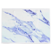 青エレガント白の大理石花崗岩パターン ラージペーパーバッグ (正面)