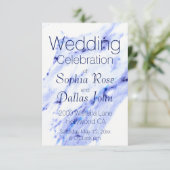 青エレガント白の大理石花崗岩パターン 招待状 (スタンド正面)