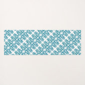 青エレガント白の柄と名前 ヨガマット (裏面(横))