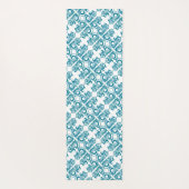 青エレガント白の柄と名前 ヨガマット (裏面)