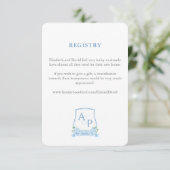 青エレガント白の紋章結婚簿 エンクロージャーカード (スタンド正面)