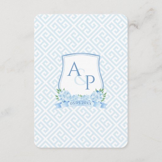 青エレガント白の紋章結婚簿 エンクロージャーカード (裏面)