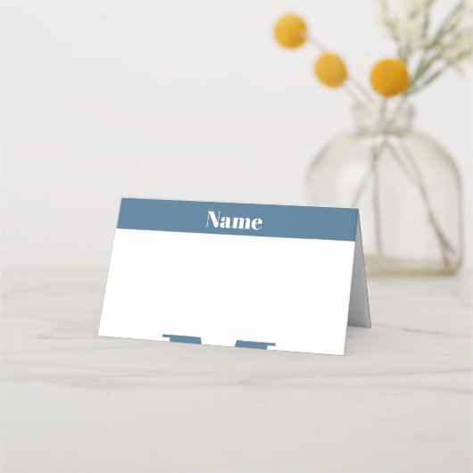 青エレガント白の結婚座席表 プレイスカード (裏面)